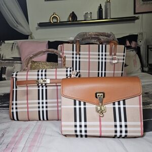 Loulou Studio Tan and Black Plaid ClutchNWT